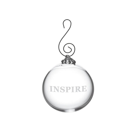Simon Pearce Engraved "Inspire" Round Ornament in Gift Box