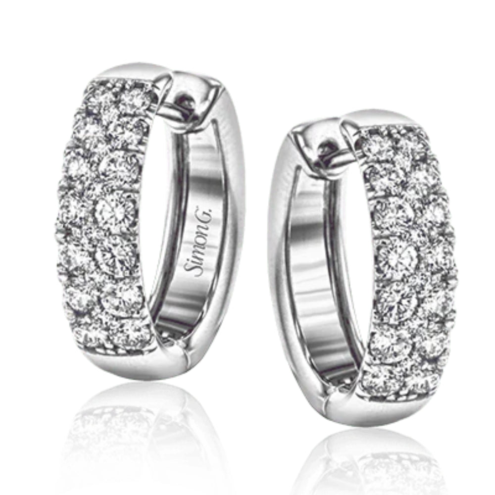 Simon G. 18k Gold Two Row Diamond Huggie Hoops