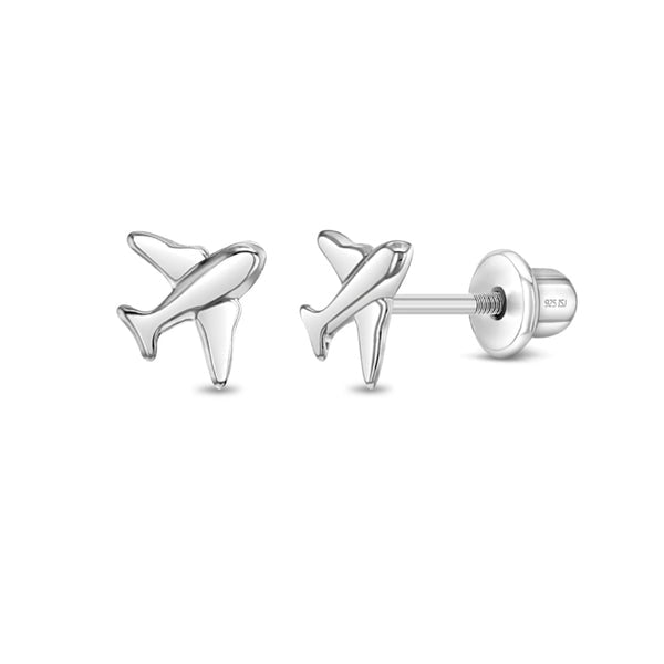 Children's Sterling Silver Tiny Traveler Airplane Earrings