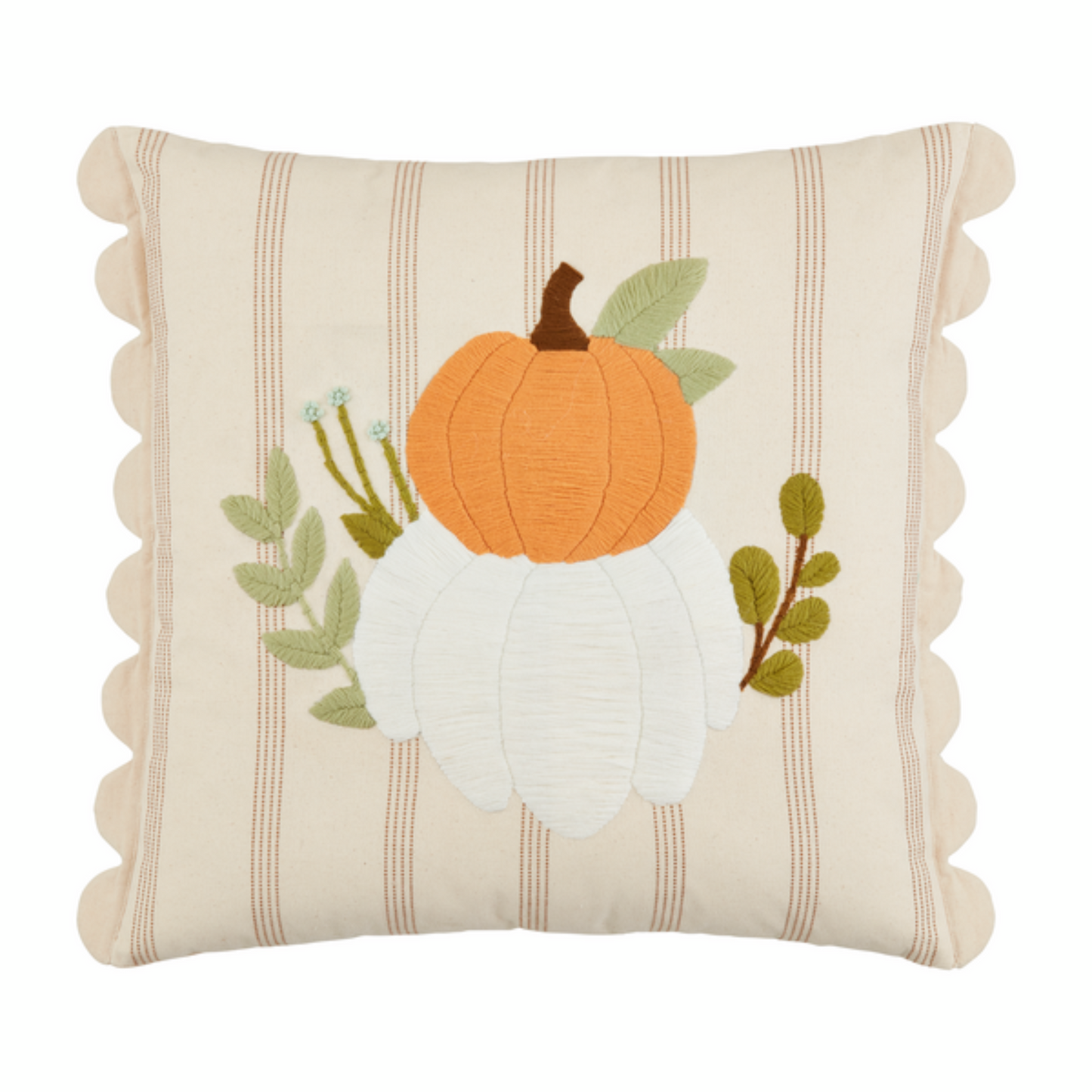 Mud Pie Scallop Pumpkin Pillow