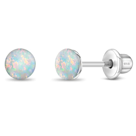 Children's Opal Button Earrings