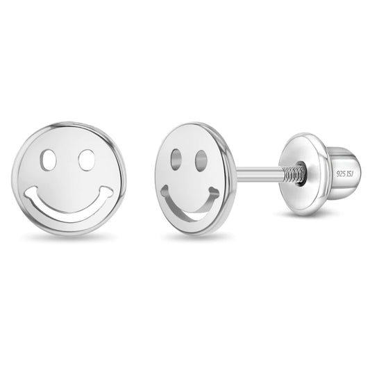 Polished Smiley Face Girls Earrings