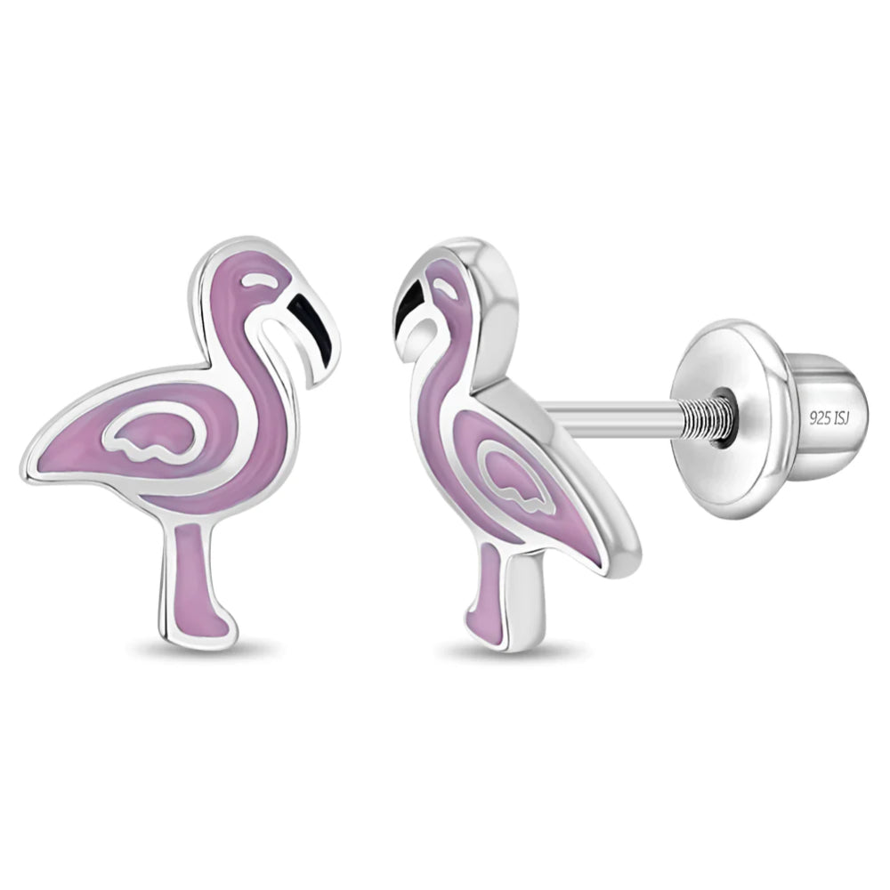Children's Fancy Pink Flamingo Earrings