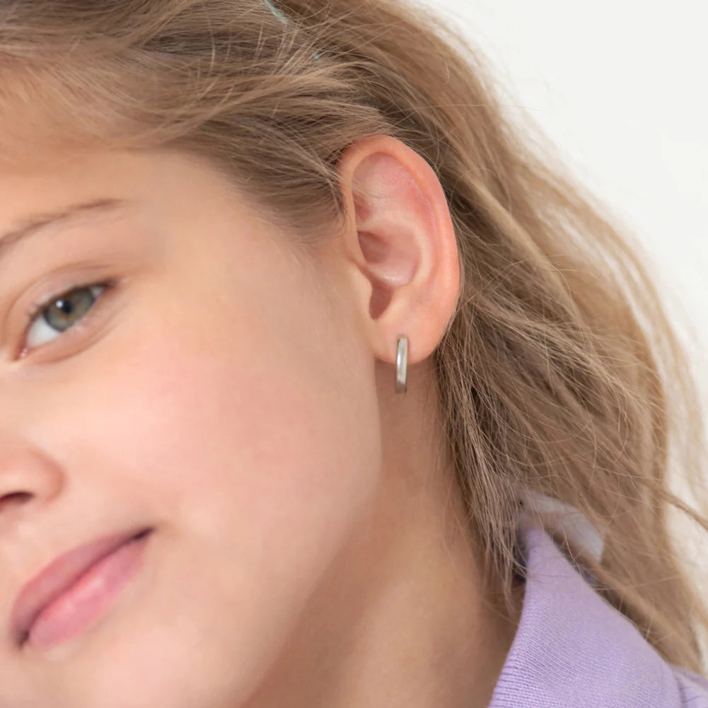 Children's Sterling Silver 9mm Standard Huggie Hoop Earrings