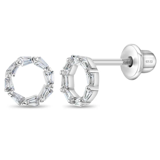 Children's Sterling Silver Gleaming CZ Round Earrings