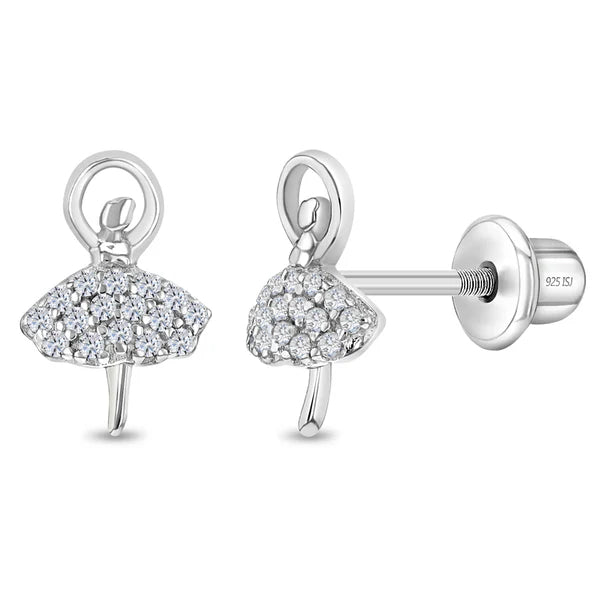 Children's Sterling Silver Twirling Ballerina Girl Earrings