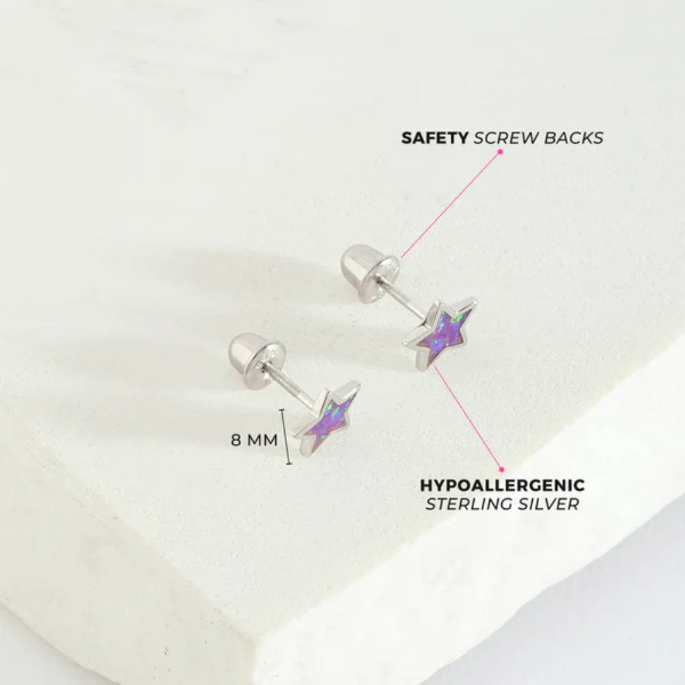 Children's Sterling Silver Sparkle Star Earrings