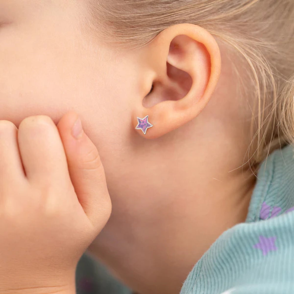 Children's Sterling Silver Sparkle Star Earrings