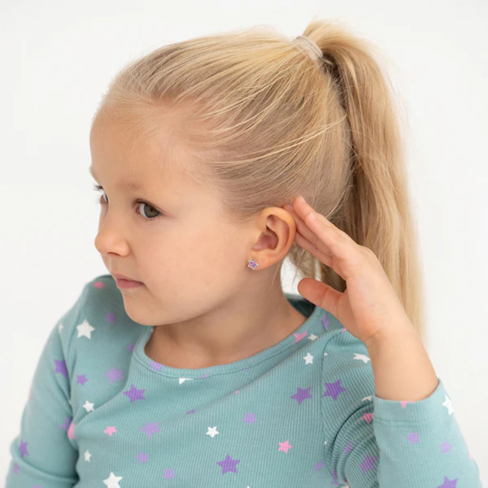 Children's Sterling Silver Sparkle Star Earrings