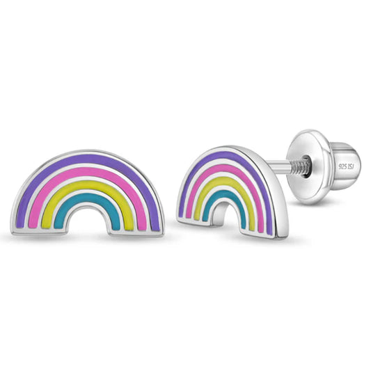 Children's Sterling Silver & Enamel Magical Rainbow Earrings
