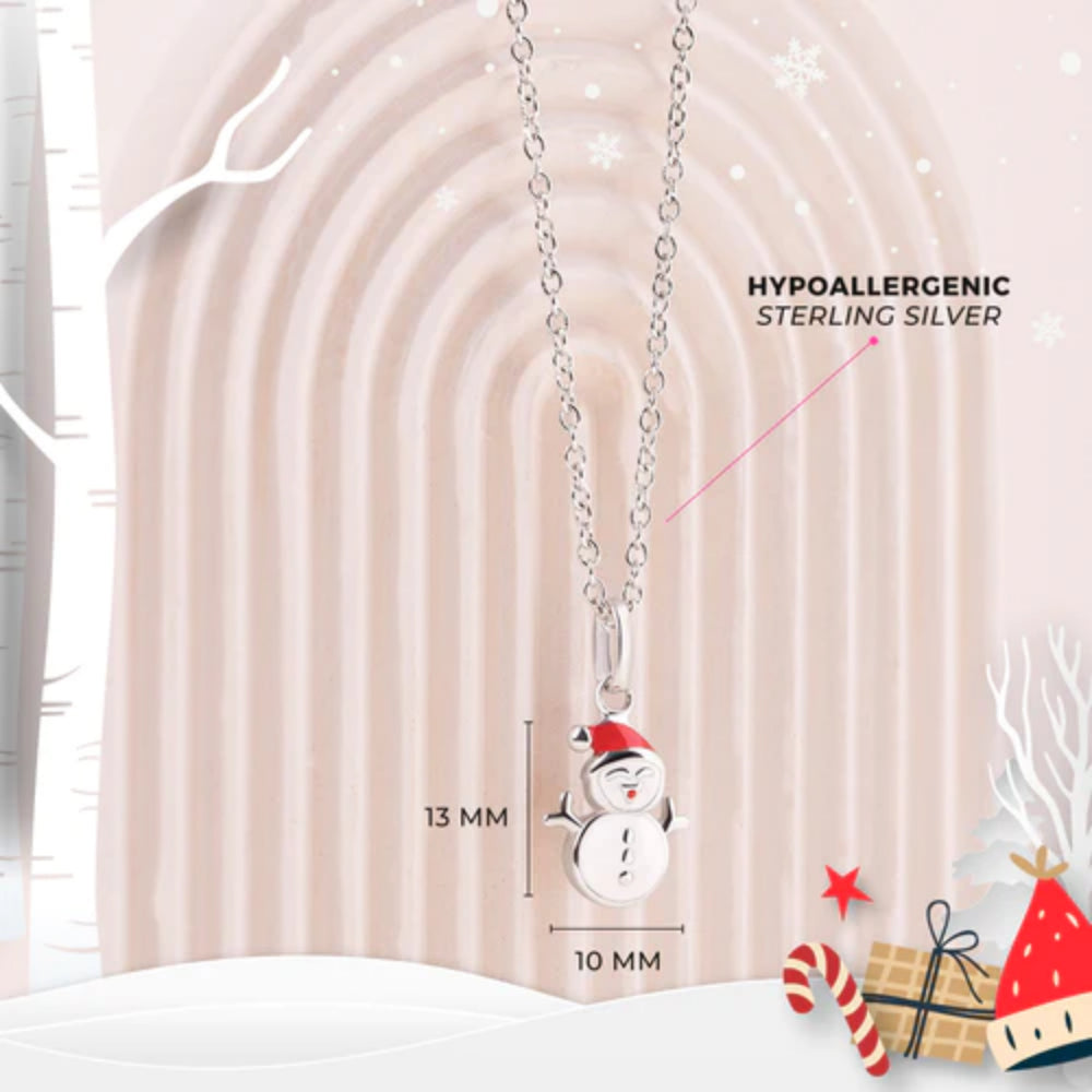 Girls Christmas Snowman Pendent Necklace