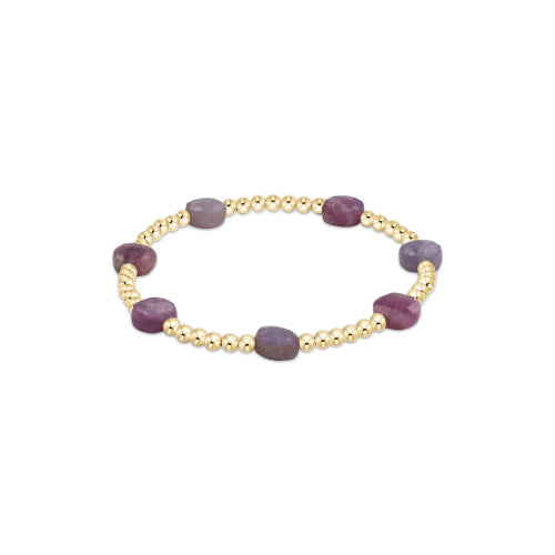 enewton 6.25" Admire Gemstone Gold 3mm Bead Bracelet - Ruby
