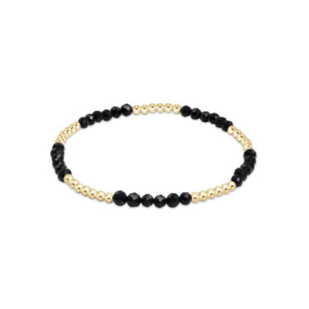 enewton 6.25" Blissful Pattern 2.5mm Bead Gemstone Bracelet - Faceted Onyx