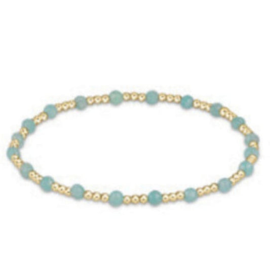 enewton 6.25" Gemstone Gold Sincerity Pattern 3mm Bead Bracelet - Amazonite