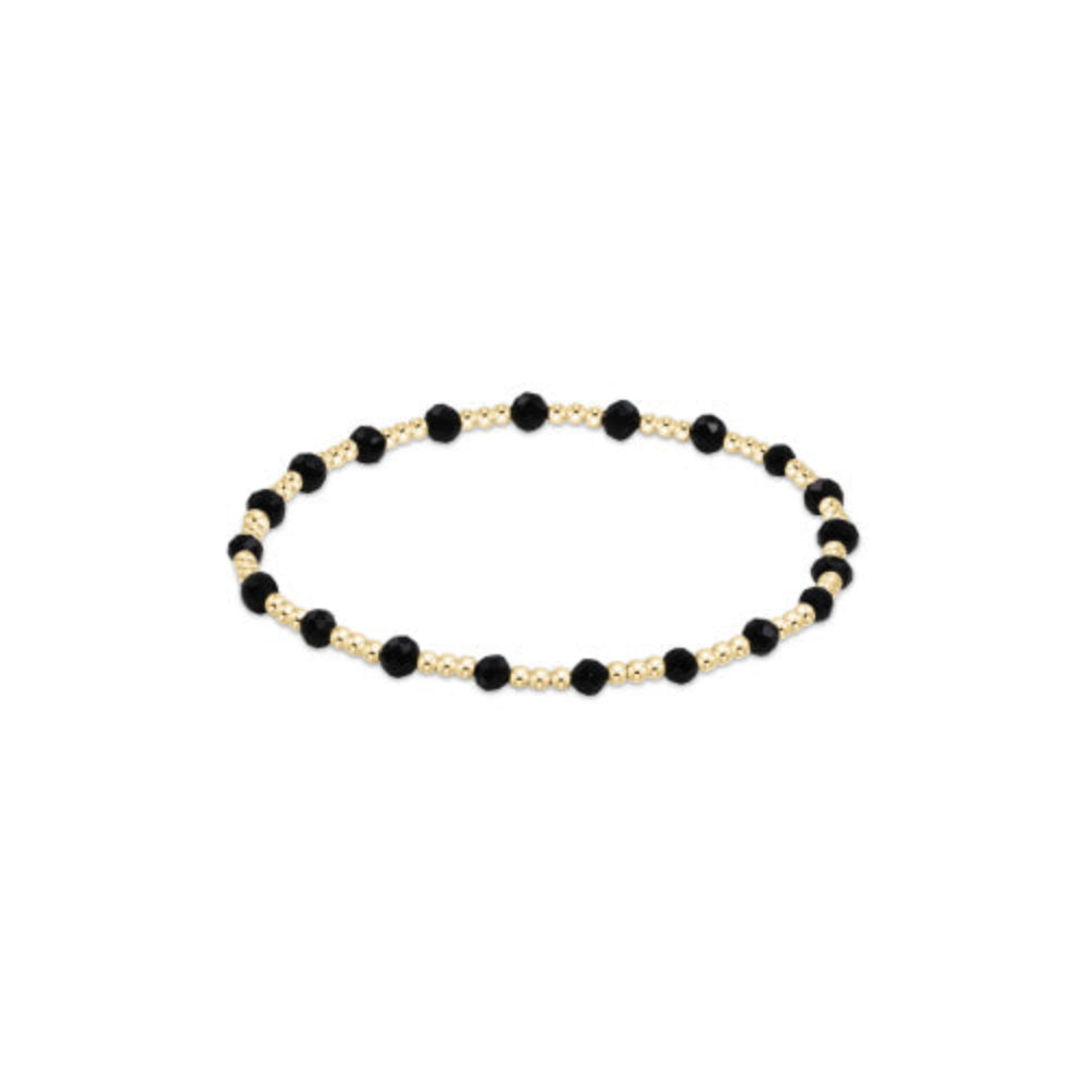 enewton 6.25" Gemstone Gold Sincerity Pattern 3mm Bead Bracelet - Faceted Onyx