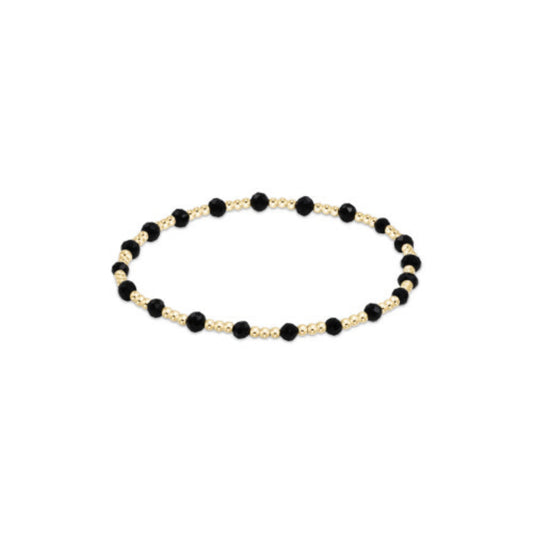enewton 6.25" Gemstone Gold Sincerity Pattern 3mm Bead Bracelet - Faceted Onyx