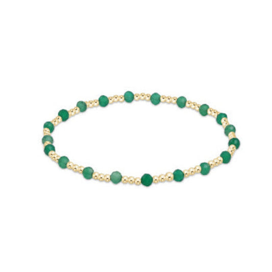 enewton 6.25" Gemstone Gold Sincerity Pattern 3mm Bead Bracelet - Green Onyx