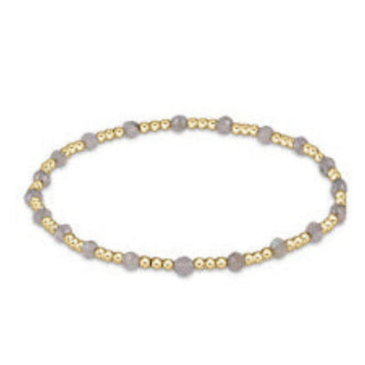 enewton 6.25" Gemstone Gold Sincerity Pattern 3mm Bead Bracelet - Labradorite
