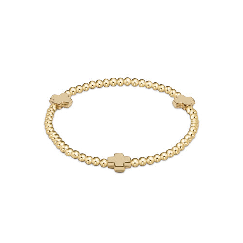 Signature Cross Small Pearl Pattern 3mm Bead Bracelet | Gold main image 0