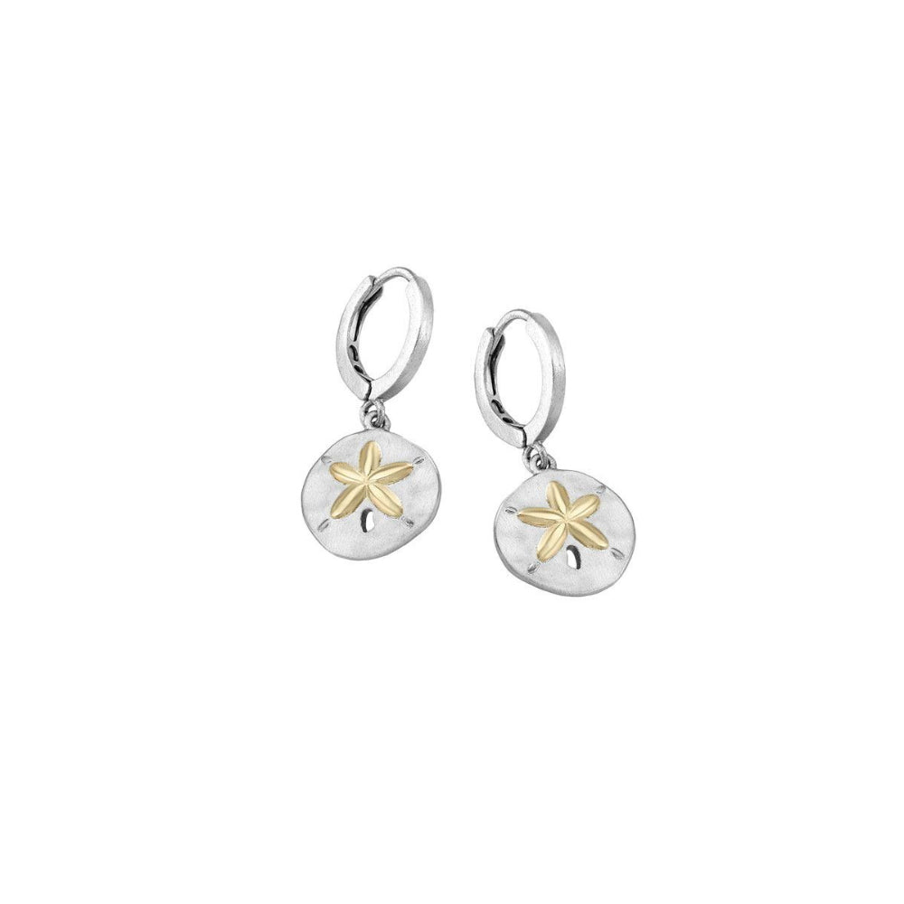 Pair of earrings with star designs on a white background