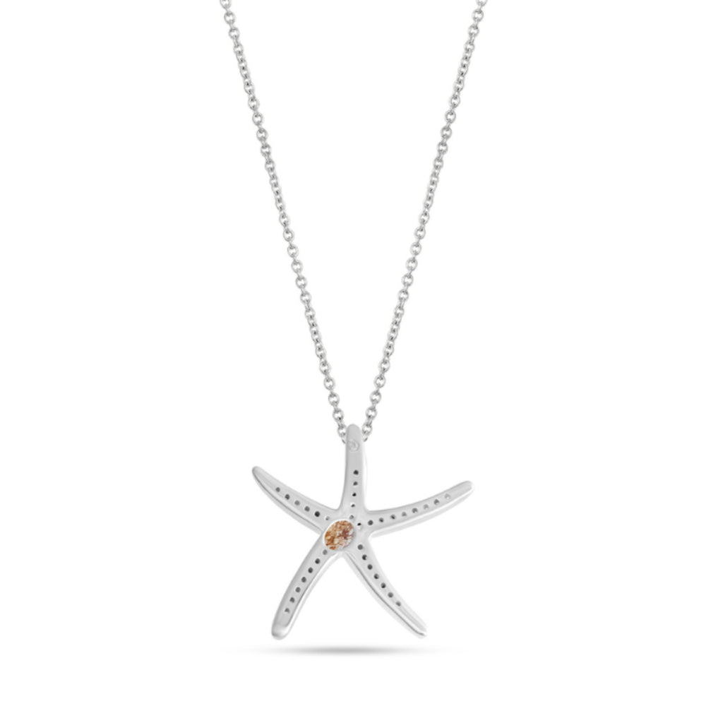 Dune Sterling Silver Diamond Starfish Necklace