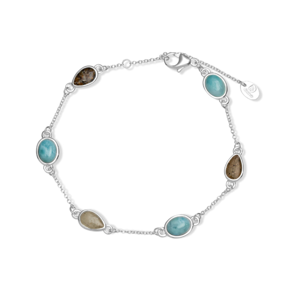 Dune Stepping Stone Bracelet - Larimar & Sand
