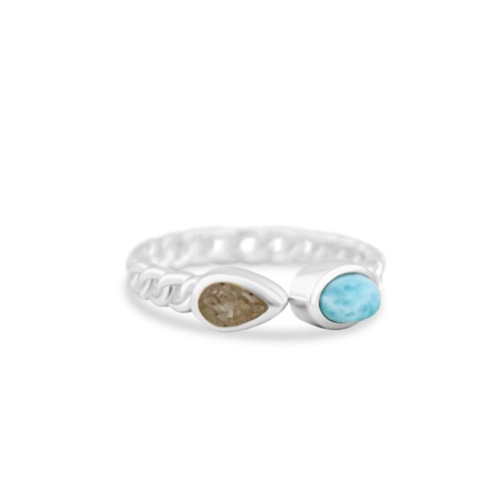 Dune Stepping Stone Ring - Larimar & Sand