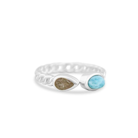 Dune Stepping Stone Ring - Larimar & Sand