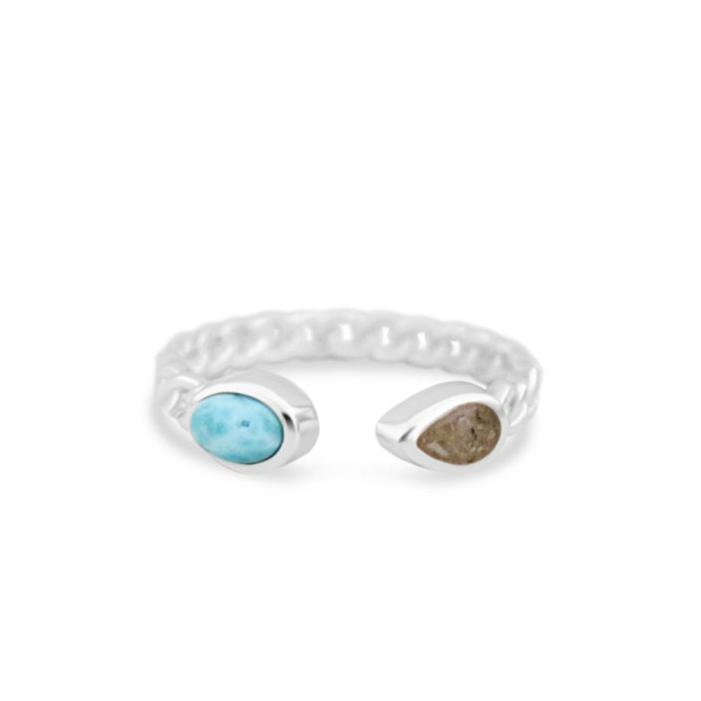 Dune Stepping Stone Ring - Larimar & Sand