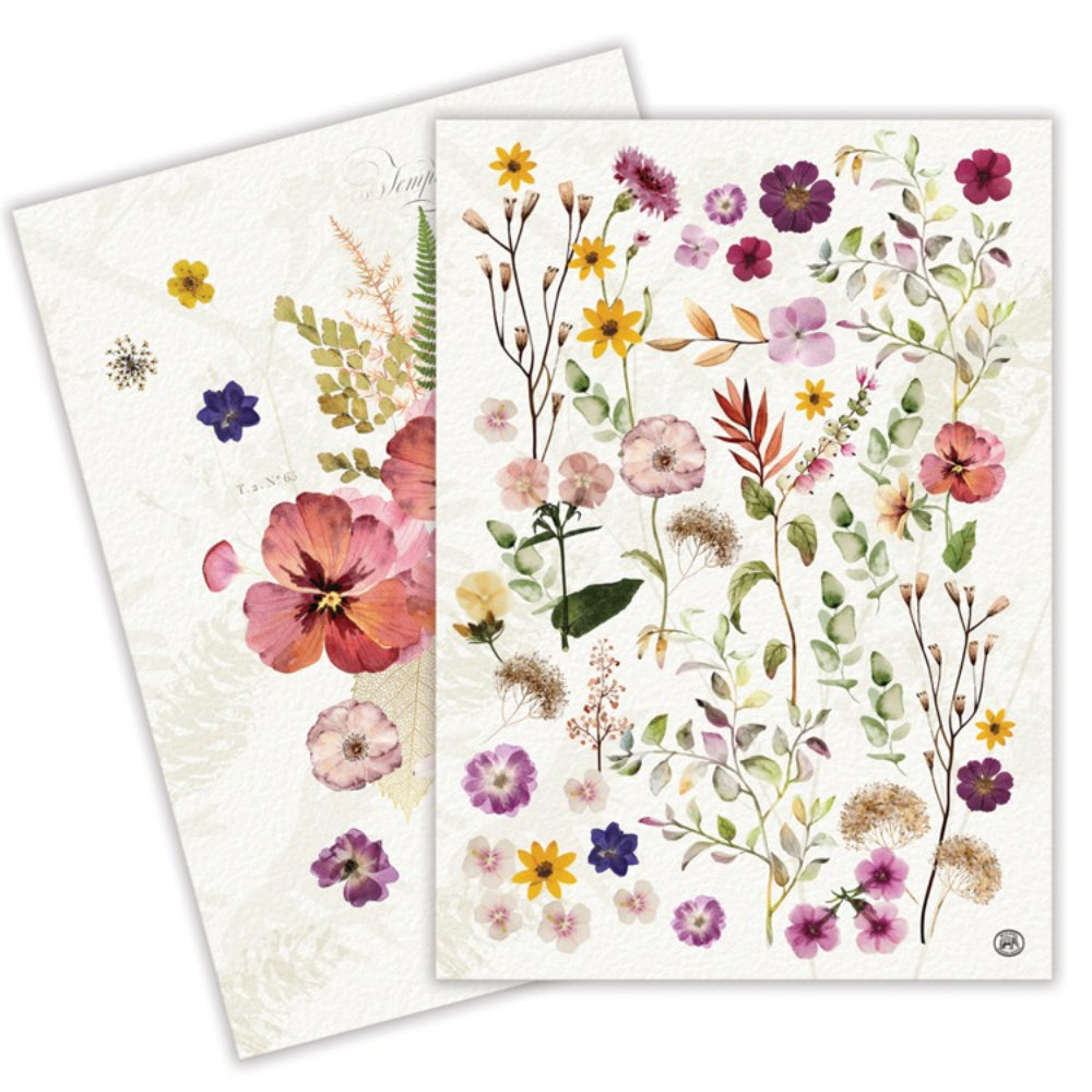 Set of 2 vibrant, artistic printed kitchen towels featuring colorful wildflowers.