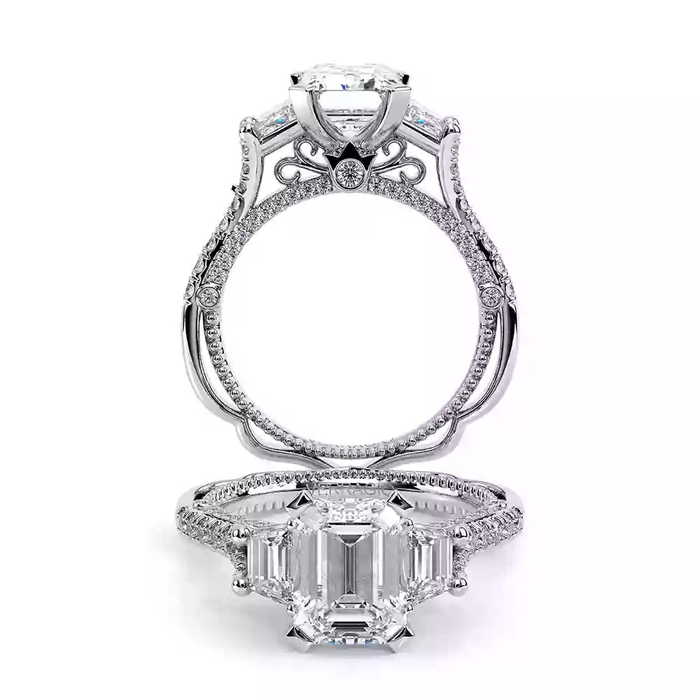 Verragio Venetian 18k Gold Three-Stone Emerald Cut Engagement Ring