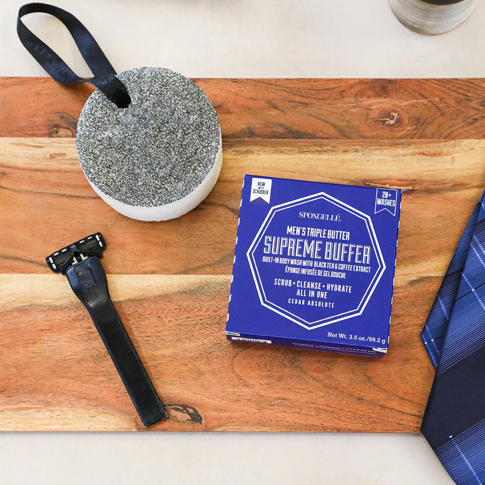 Spongelle 20+ Men's Supreme Buffer With Black Scrubber-Cedar Absolute 3.5oz