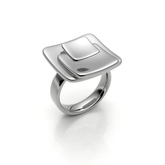Sterling Silver Overlapping Squares Ring