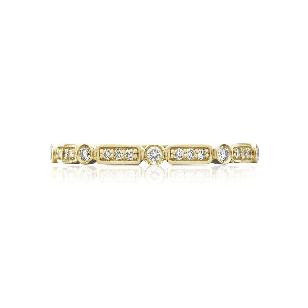 Tacori Sculpted Crescent 18k Bezel Droplet and Basket Alternating Wedding Band