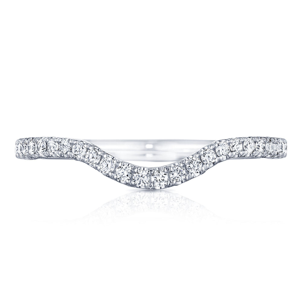 Tacori 18k Petite Crescent "Right" Curve French Pavé Diamond Wedding Band