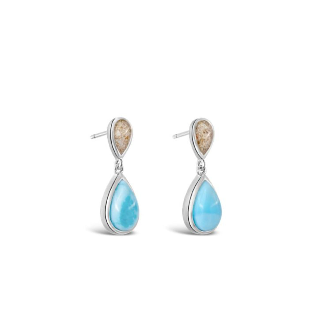 Dune Teardrop Earrings - Larimar and Sand