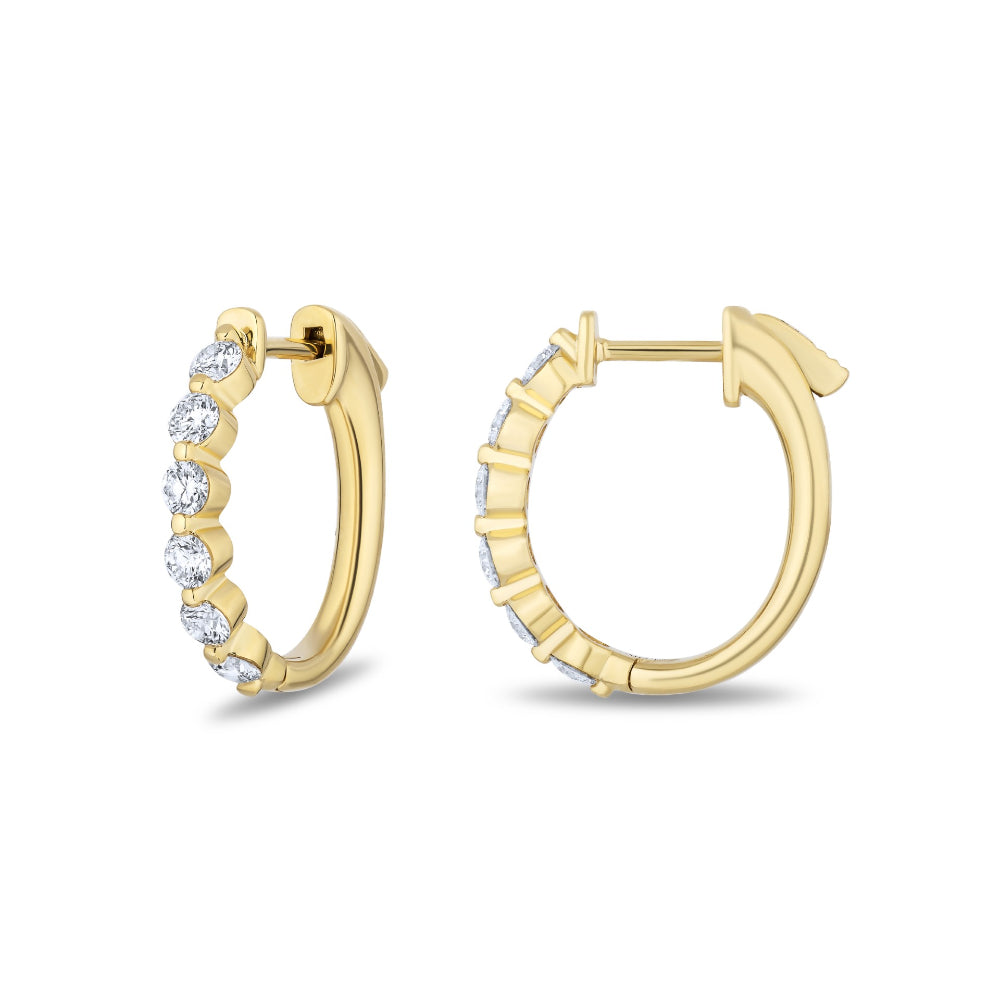 18k Diamond Huggie Hoops