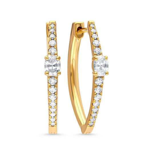 14k Gold Diamond Hoop Earrings