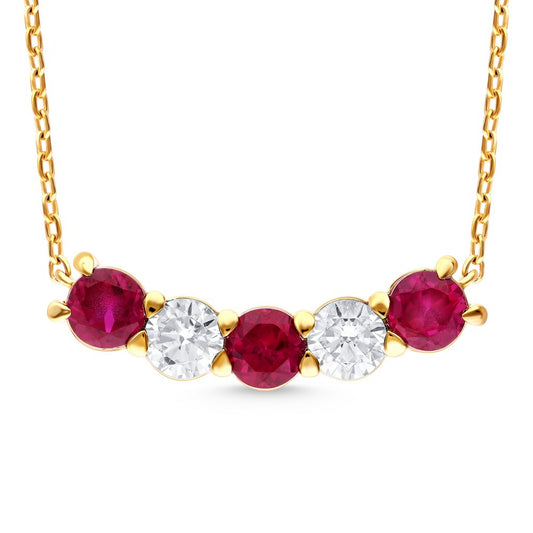 14k Ruby and Diamond Pendant Necklace