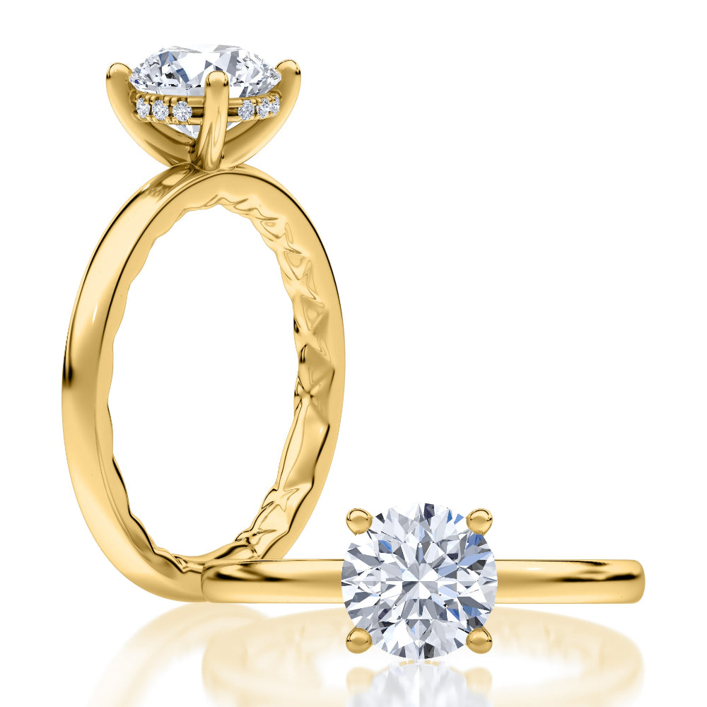 A. Jaffe Round Diamond Solitaire with Hidden Halo