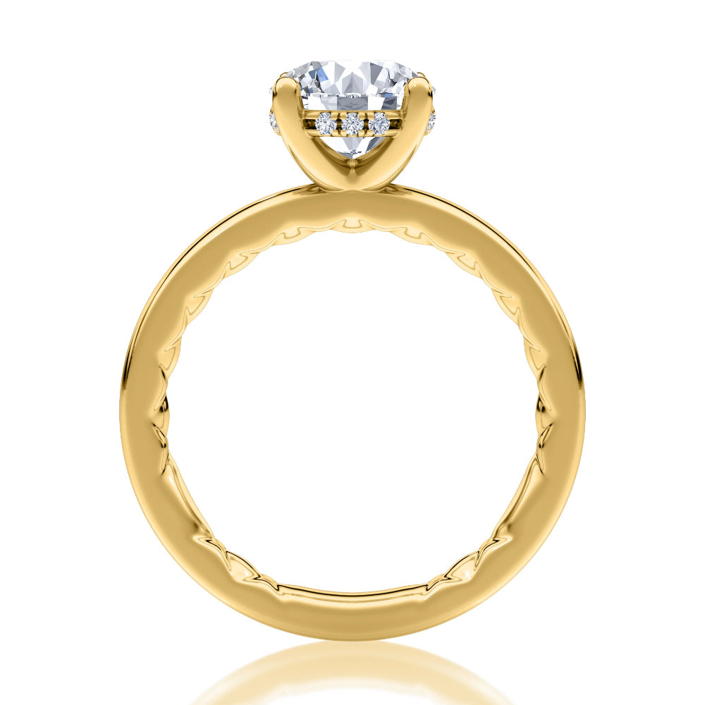A. Jaffe Round Diamond Solitaire with Hidden Halo