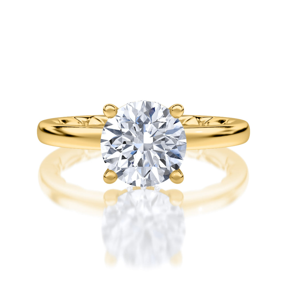 A. Jaffe Round Diamond Solitaire with Hidden Halo