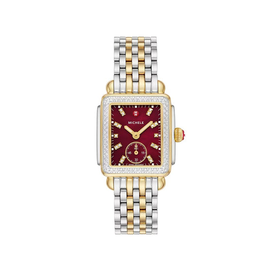 Michele Deco Mid Two-Tone 18k Gold-Plated Diamond Watch