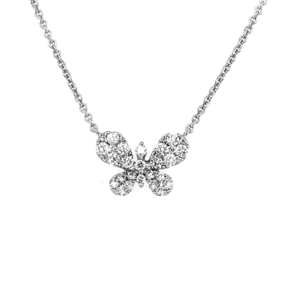 18k Diamond Butterfly Pendant Necklace