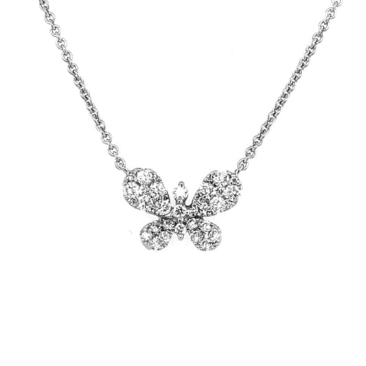 18k Diamond Butterfly Pendant Necklace