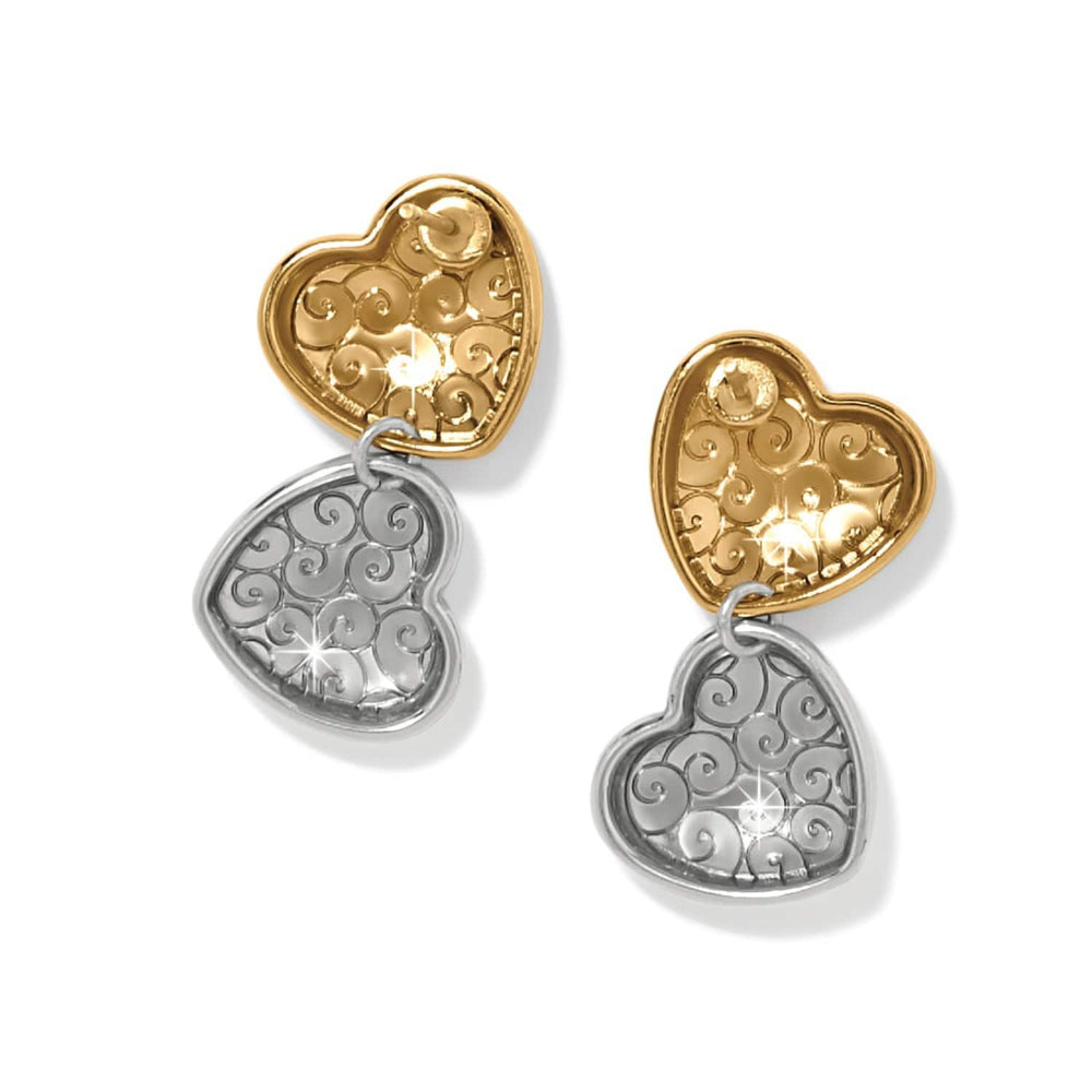 Brighton Trianon Heart Small Two Tone Post Drop Earrings
