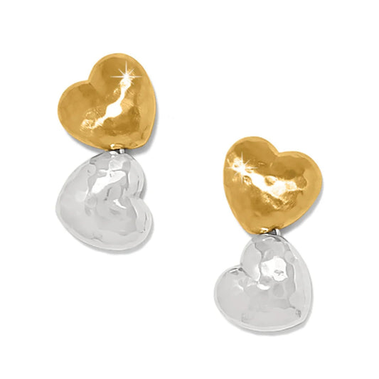 Brighton Trianon Heart Small Two Tone Post Drop Earrings