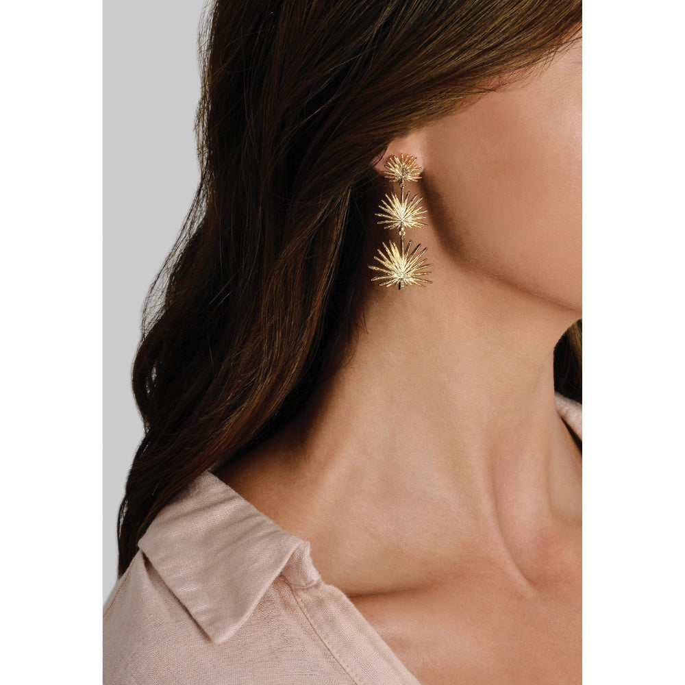 Anabel Aram Triple Fan Palm Dangle Earrings