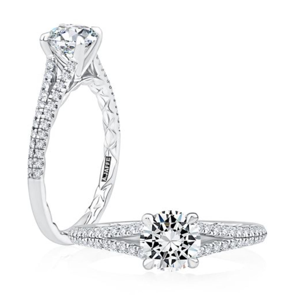 A. Jaffe Split Shank Round Diamond Engagement Ring