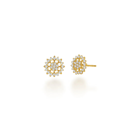 Rachel Reid 14k Gold Diamond Stud Earrings